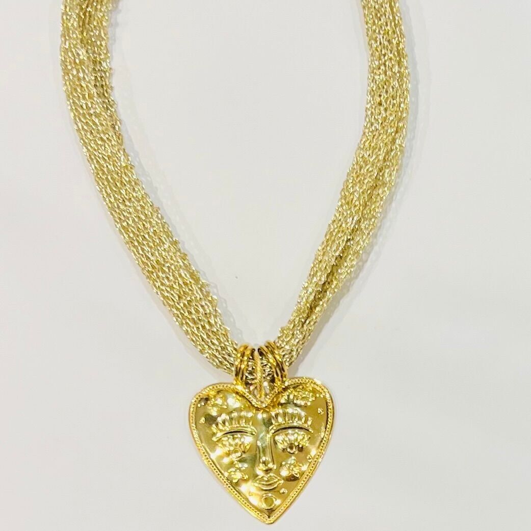 Collana in acciaio inossidabile con cuore dorato e quadrante in rilievo