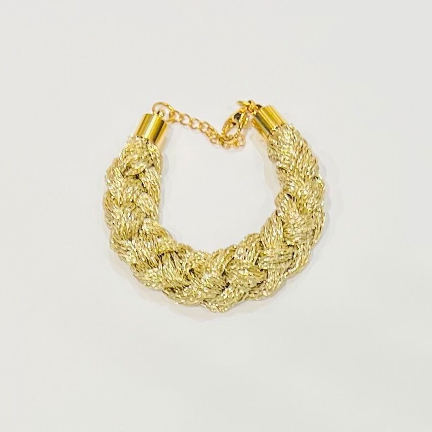Bracciale in acciaio inossidabile intrecciato in oro con maglia in lurex lucido