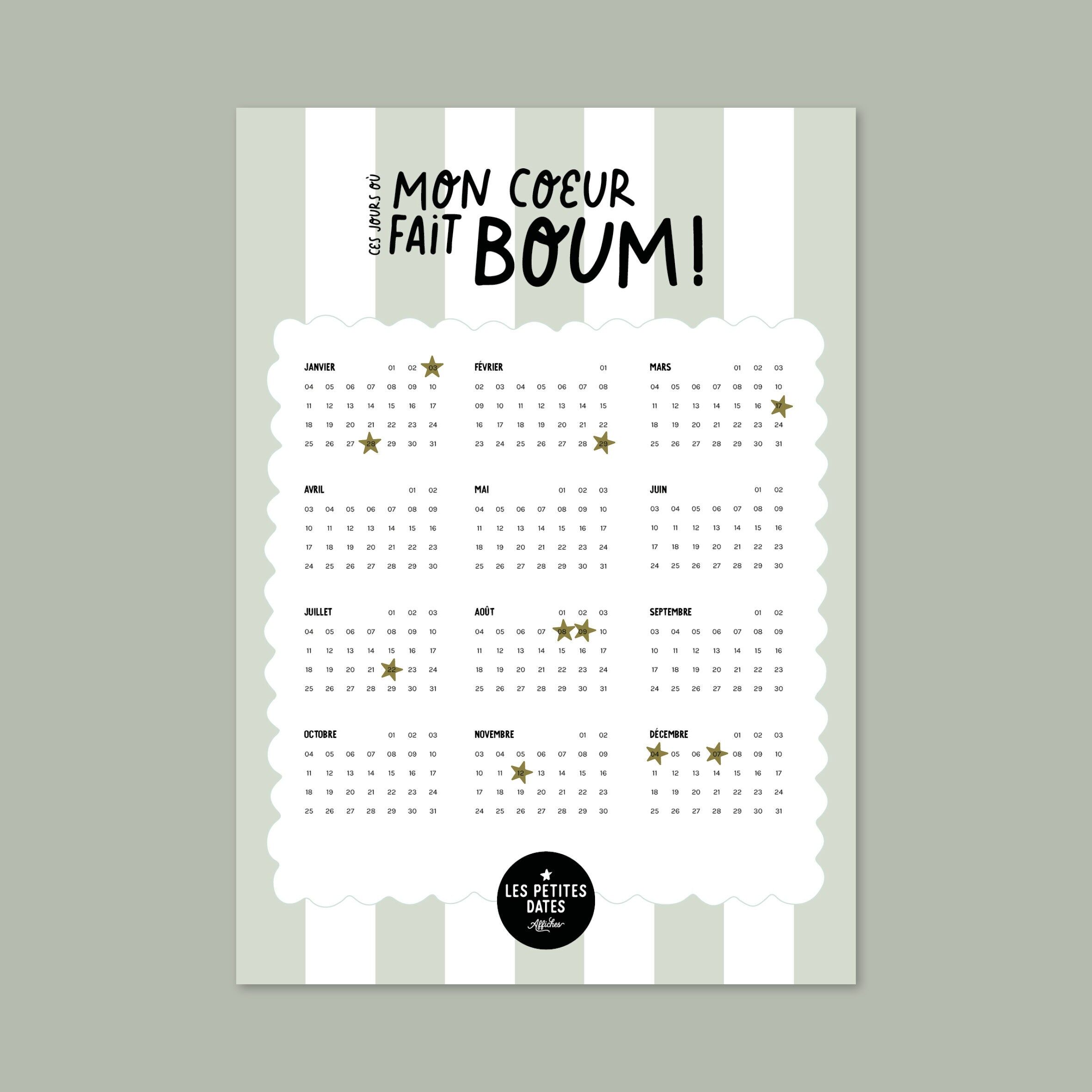 Calendario "Mi corazón explota" - Rayas
