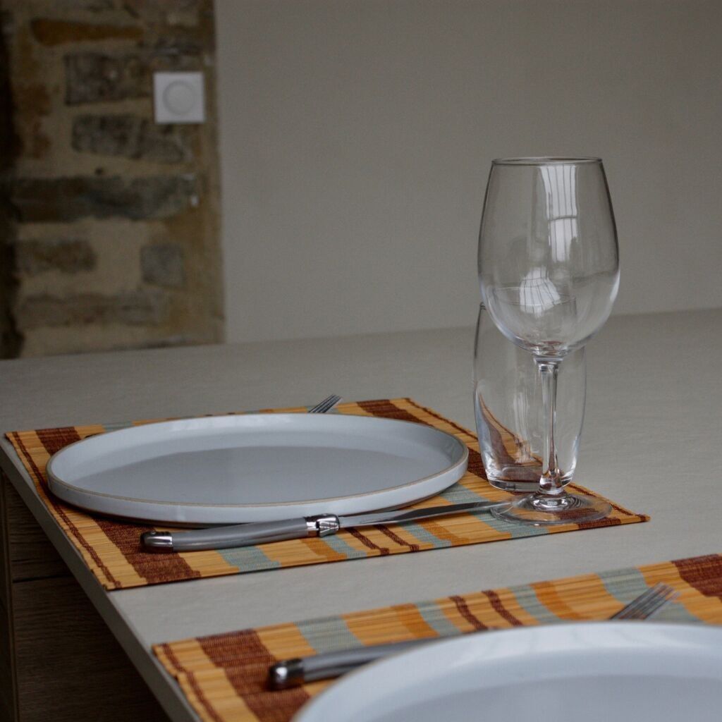 Individual de mesa - Bambú pintado (45x30 cm) - Naranja