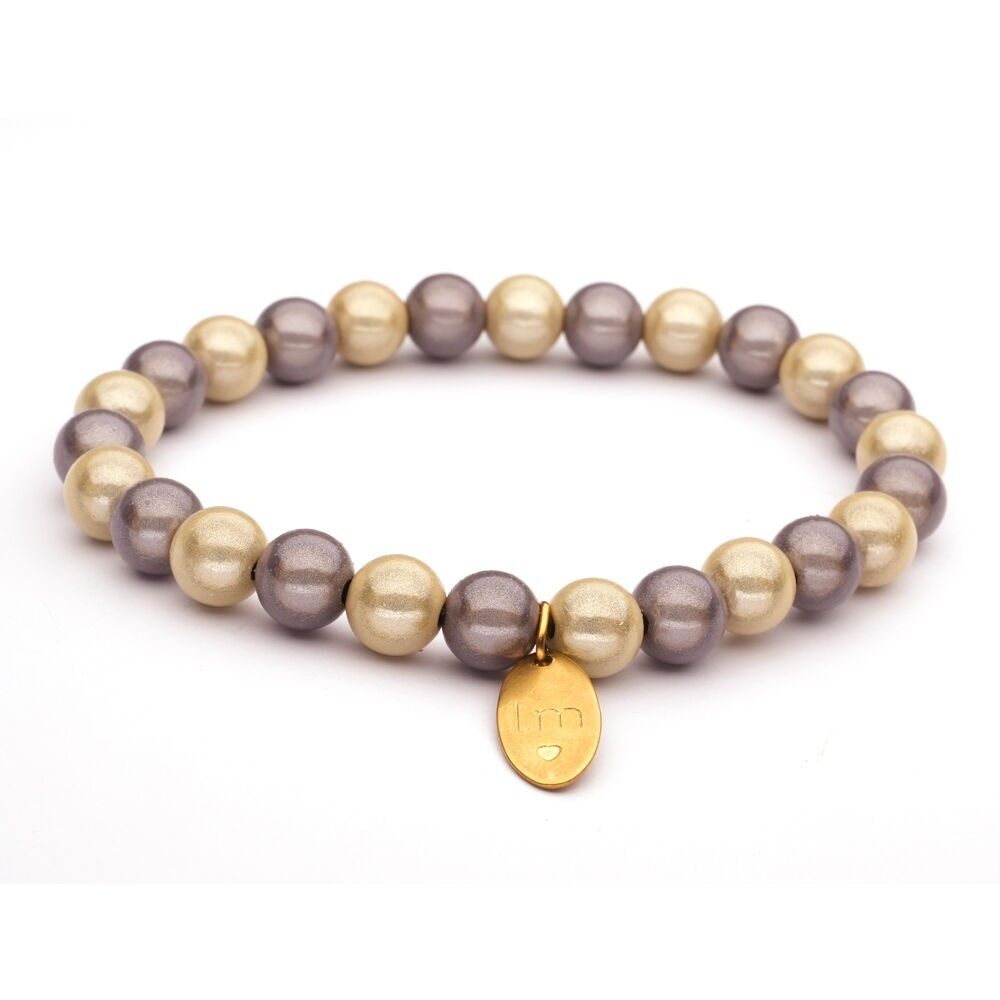 Bracciale LizzyMae Galaxy Pearl bianco sporco + grigio