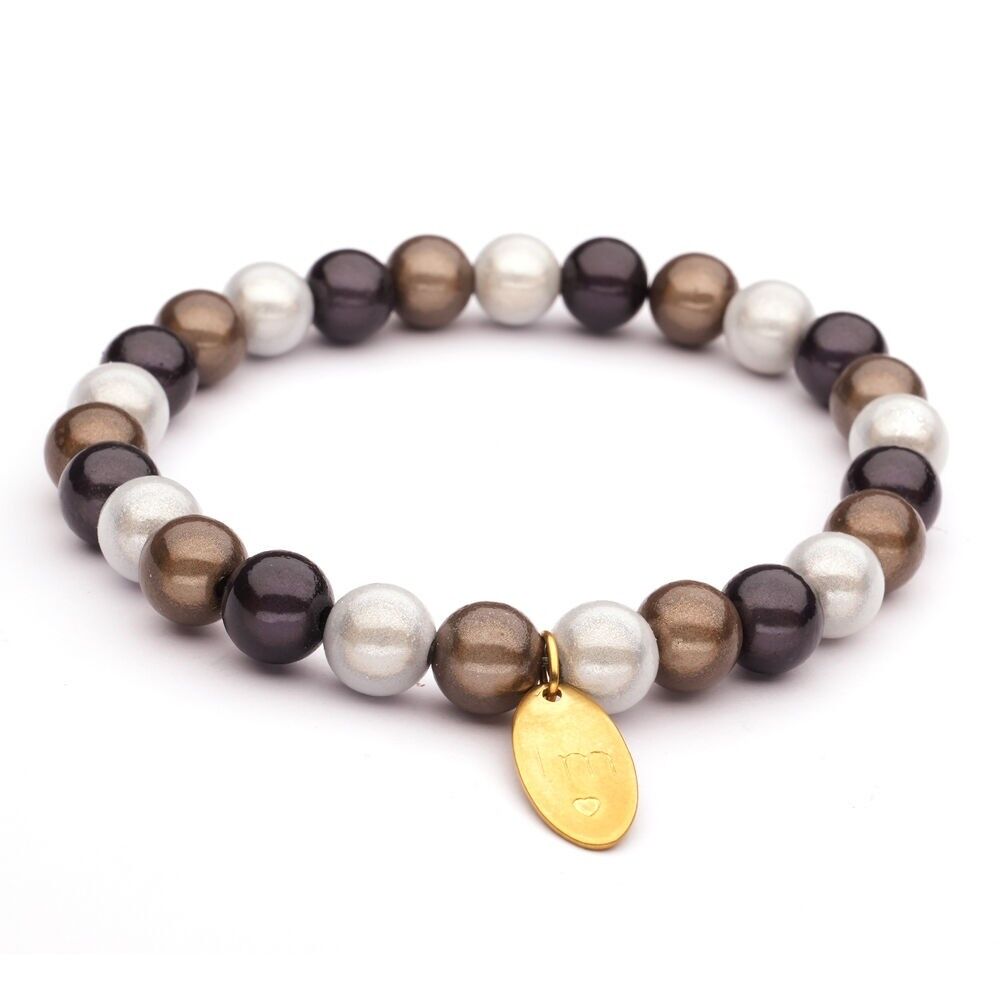 Bracciale LizzyMae Galaxy Pearl nero + caramello + bianco sporco