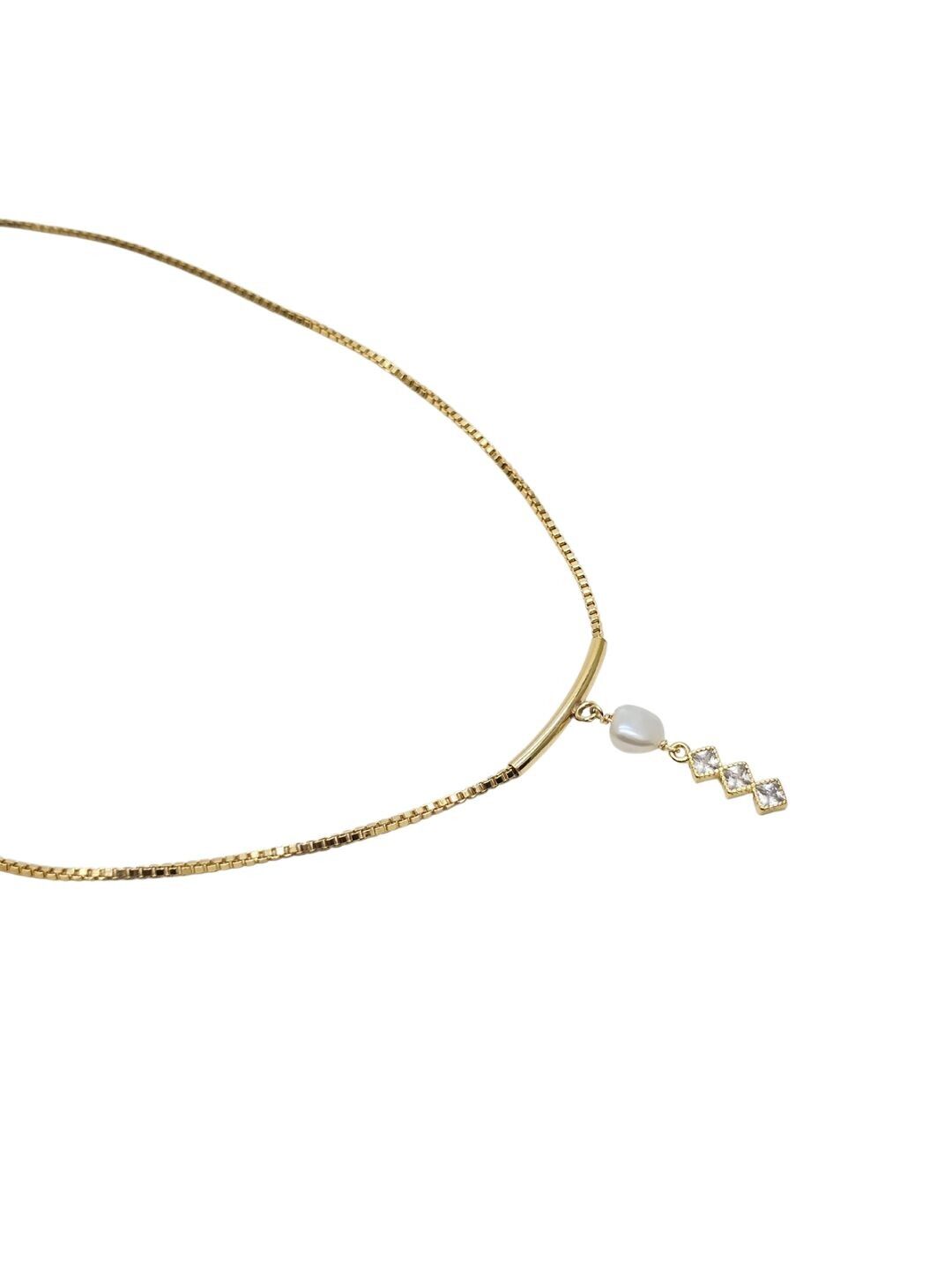 Carla-Halskette aus Perlen und Zirkonium