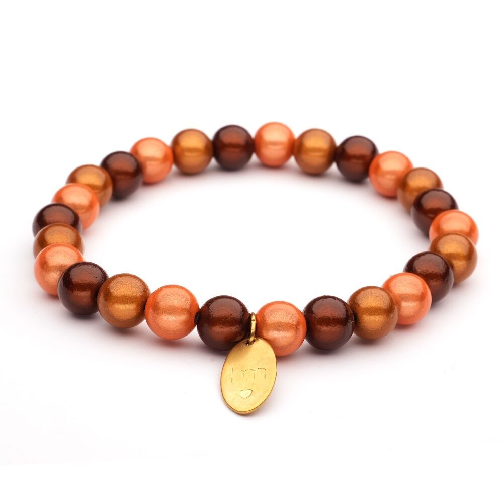Bracciale LizzyMae Galaxy Pearl marrone + arancione