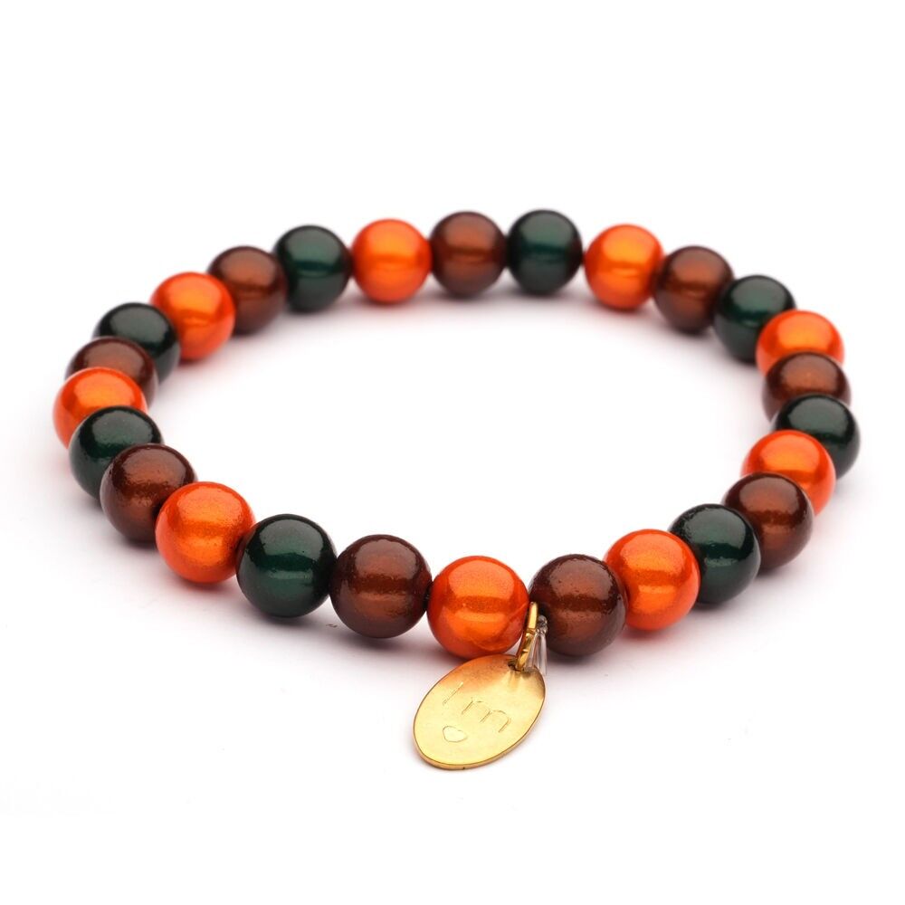 LizzyMae Armband Galaxy Pearl orange + braun + grün 8 mm