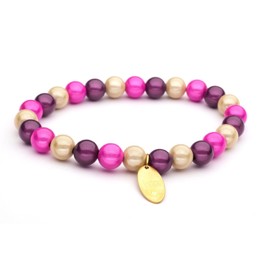Bracciale LizzyMae Galaxy Pearl viola + bianco + fucsia