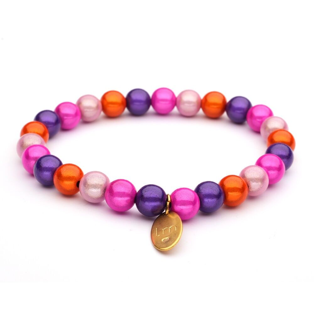 Bracciale LizzyMae Galaxy Pearl arancione + rosa + viola + fucsia