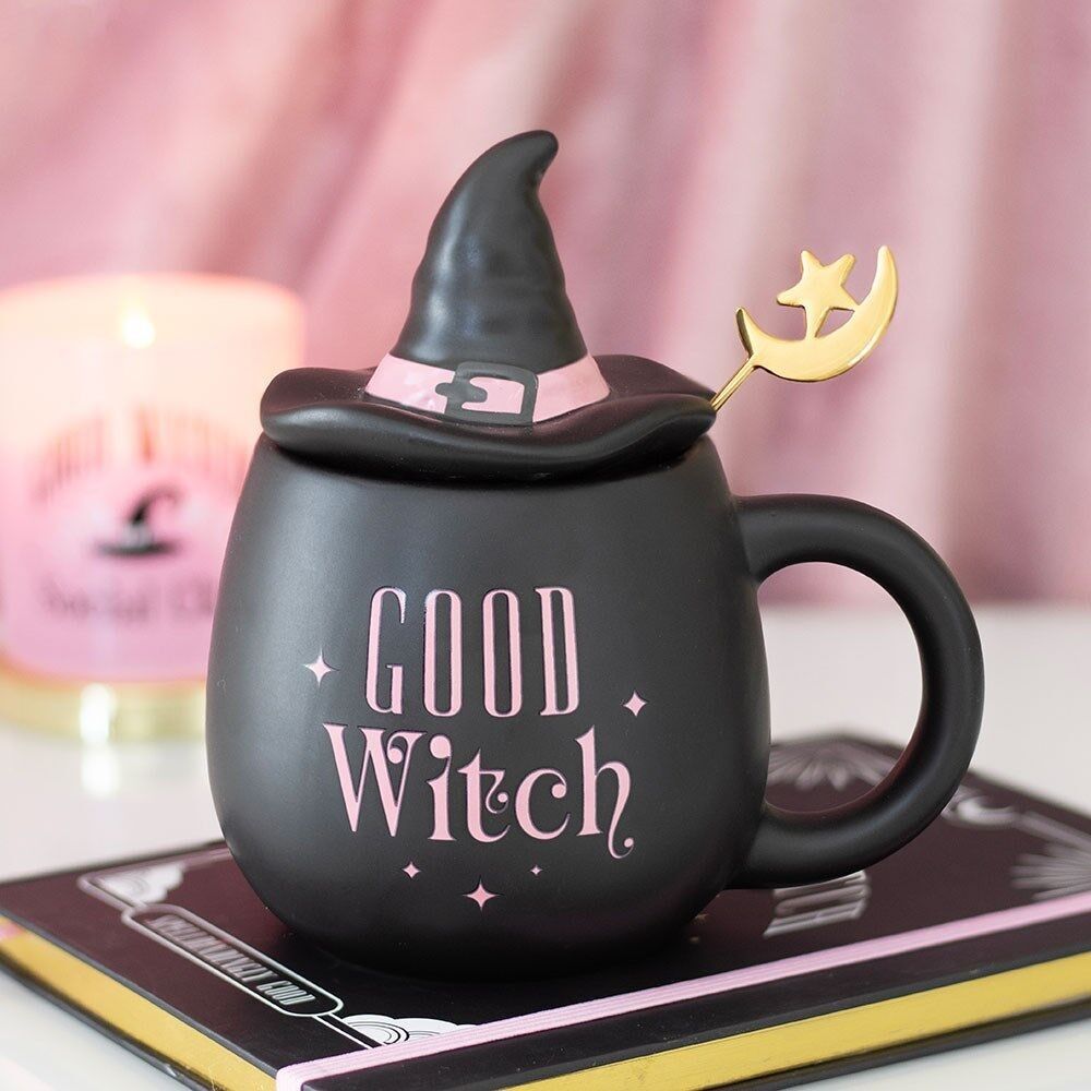 Tazza con coperchio e cucchiaio Good Witch