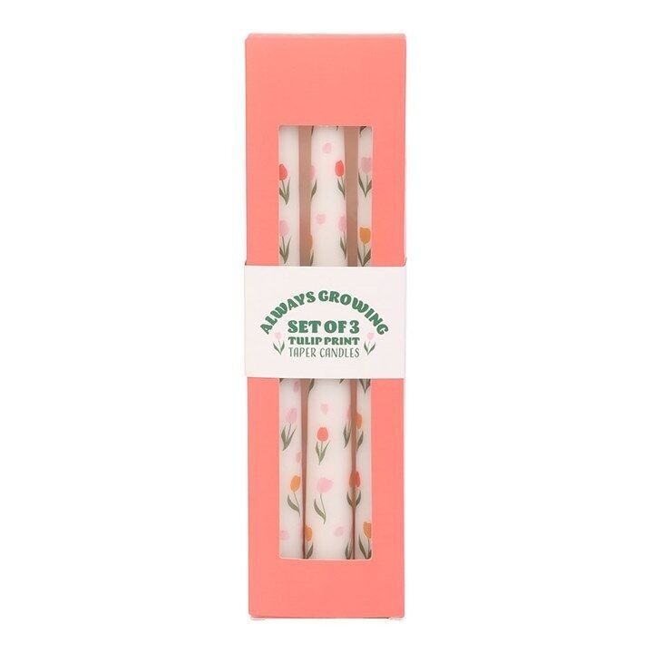 Set of 3 Tulip Print Taper Candles