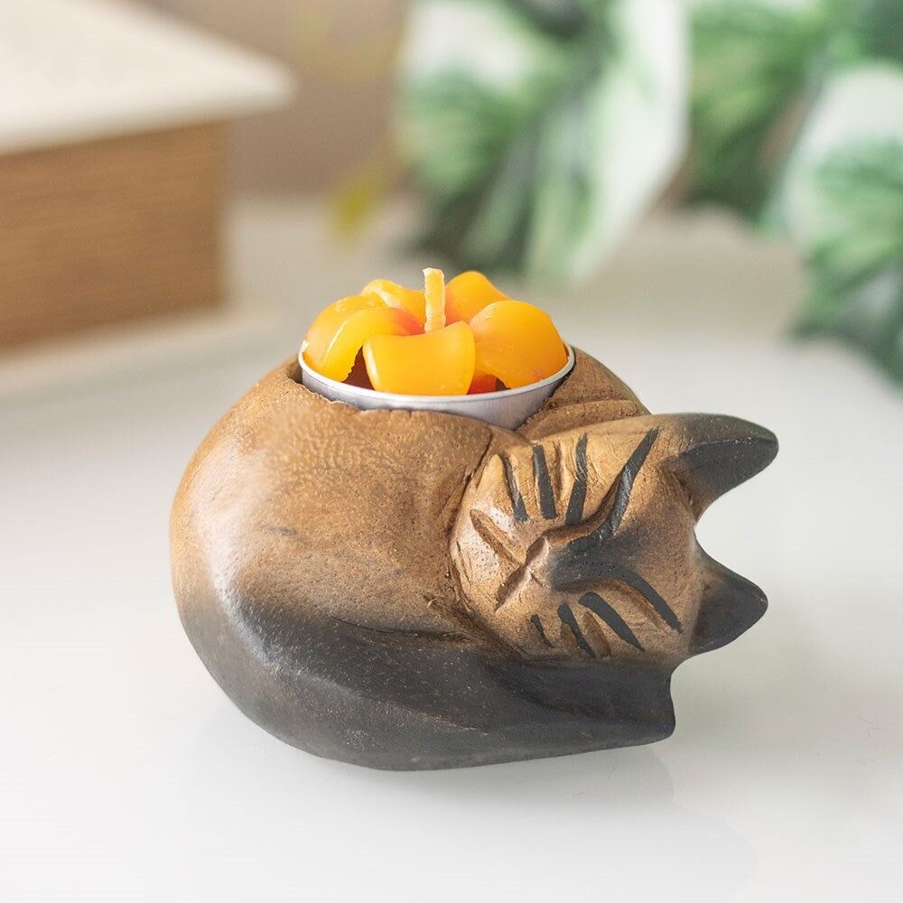 Porta tealight gatto arricciato