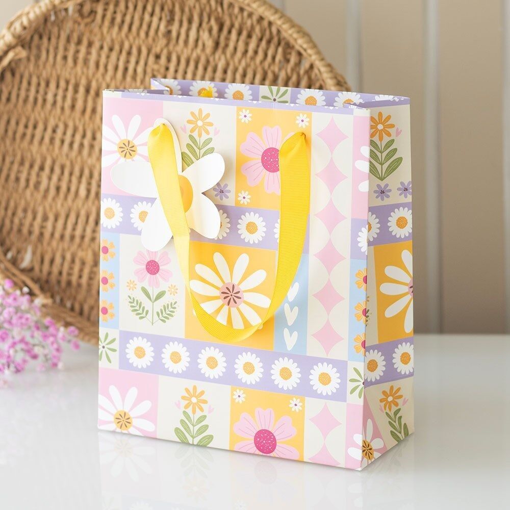 Borsa regalo con stampa patchwork floreale da 23 cm