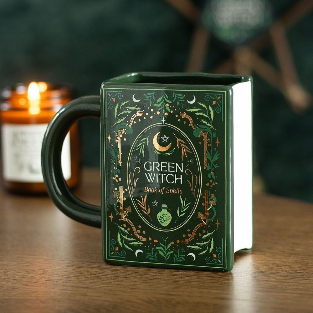 Grüne Hexen-Buch-Tasse