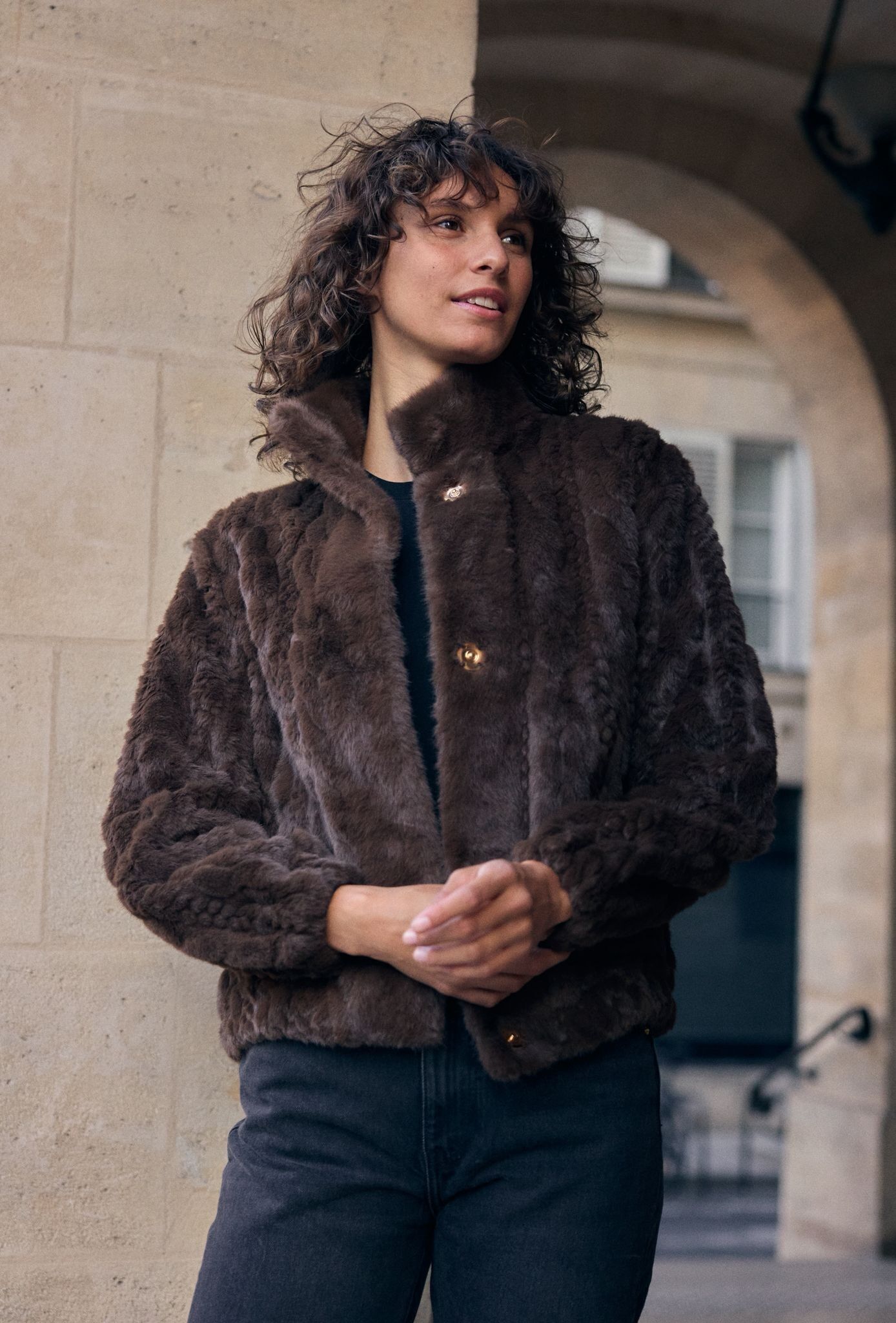 Giacca di pelliccia con motivi