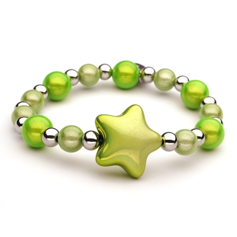 LizzyMae Armband Edelstahl silber + grün + grüner Stern