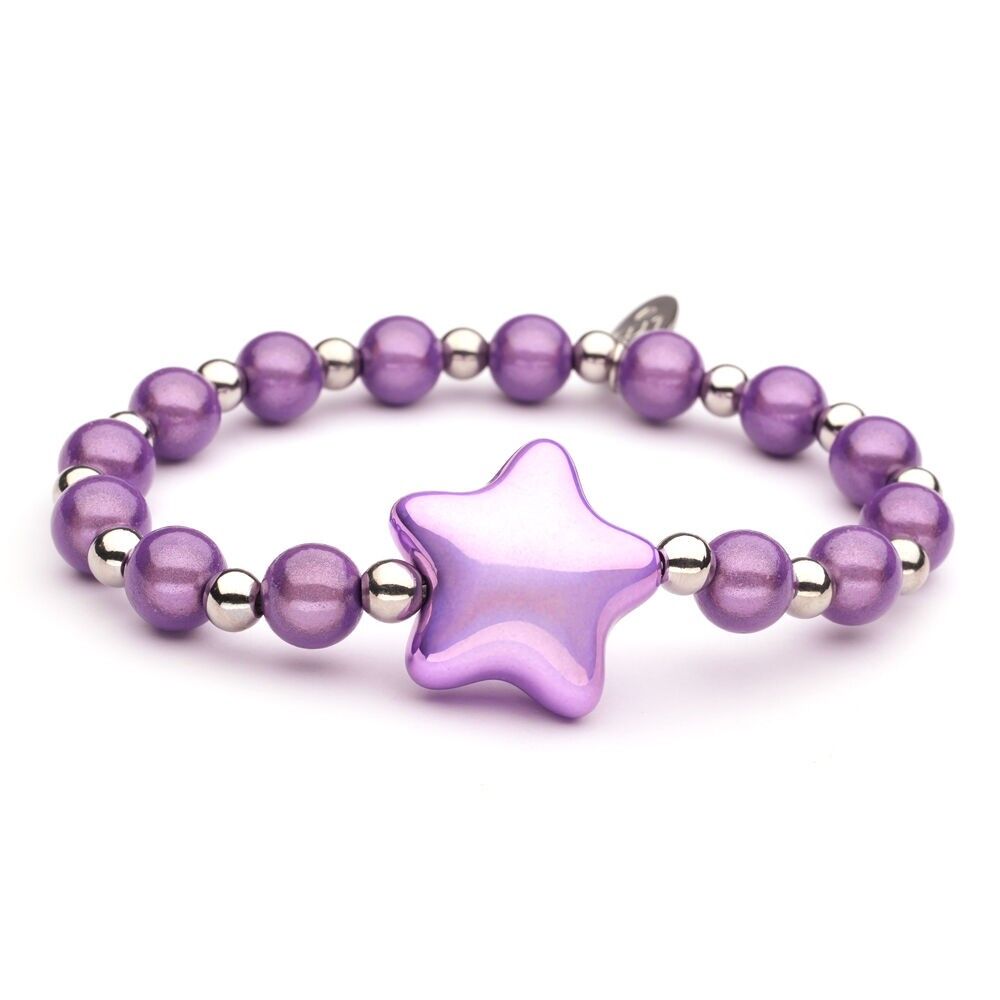 Bracciale LizzyMae in acciaio inossidabile viola + argento + stella viola