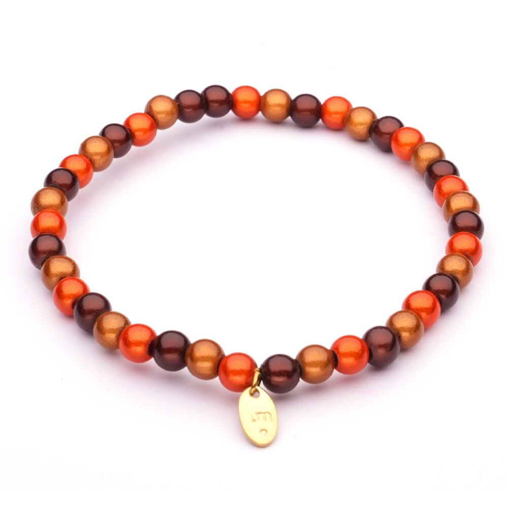 LizzyMae Armband Galaxy Pearl braun + orange + karamell 5 mm