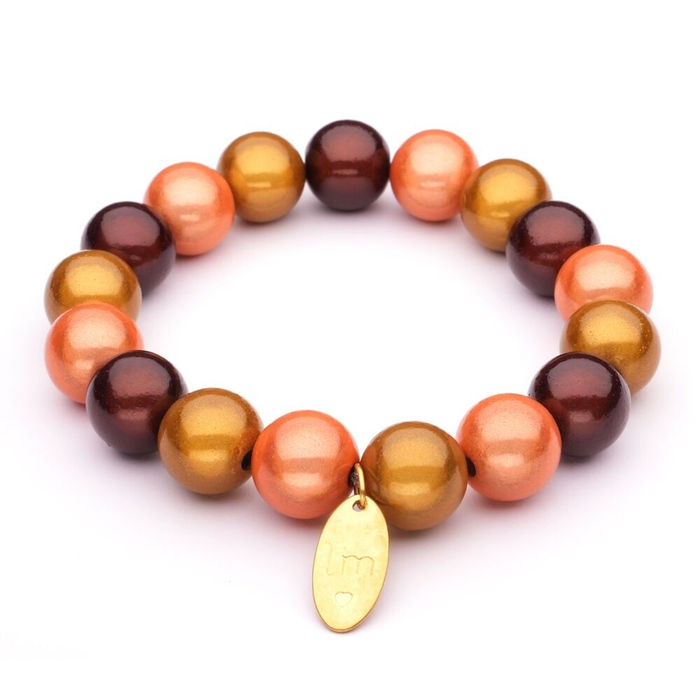 Bracciale LizzyMae Galaxy Pearl marrone + arancione + caramello 12 mm