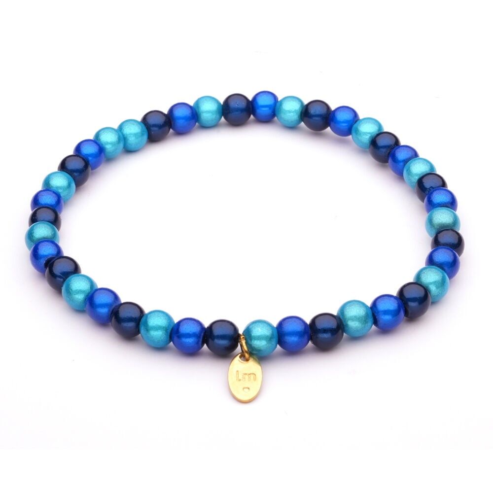 Pulsera LizzyMae Galaxy Pearl azul + turquesa 5 mm