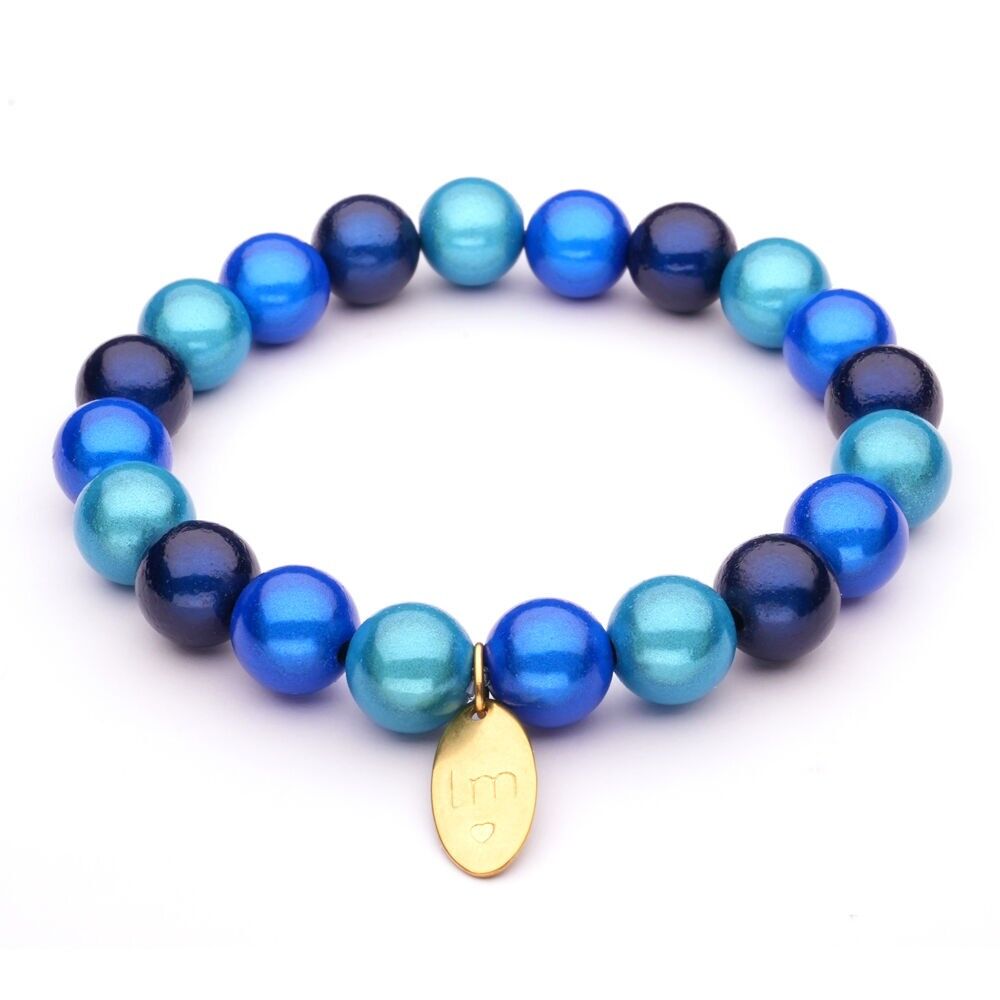 Bracciale LizzyMae Galaxy Pearl blu + turchese 10 mm