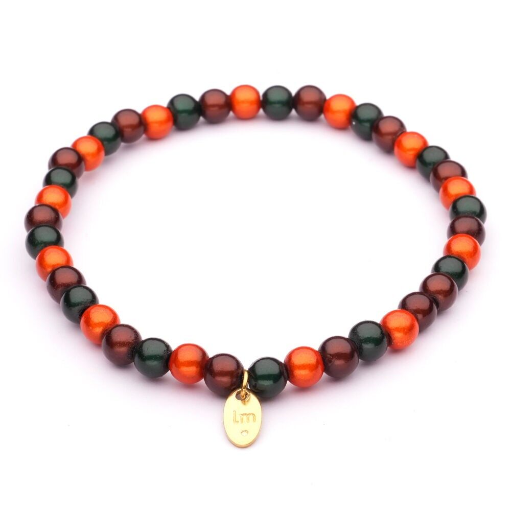 LizzyMae bracelet Galaxy Pearl  brown + orange + green 5 mm