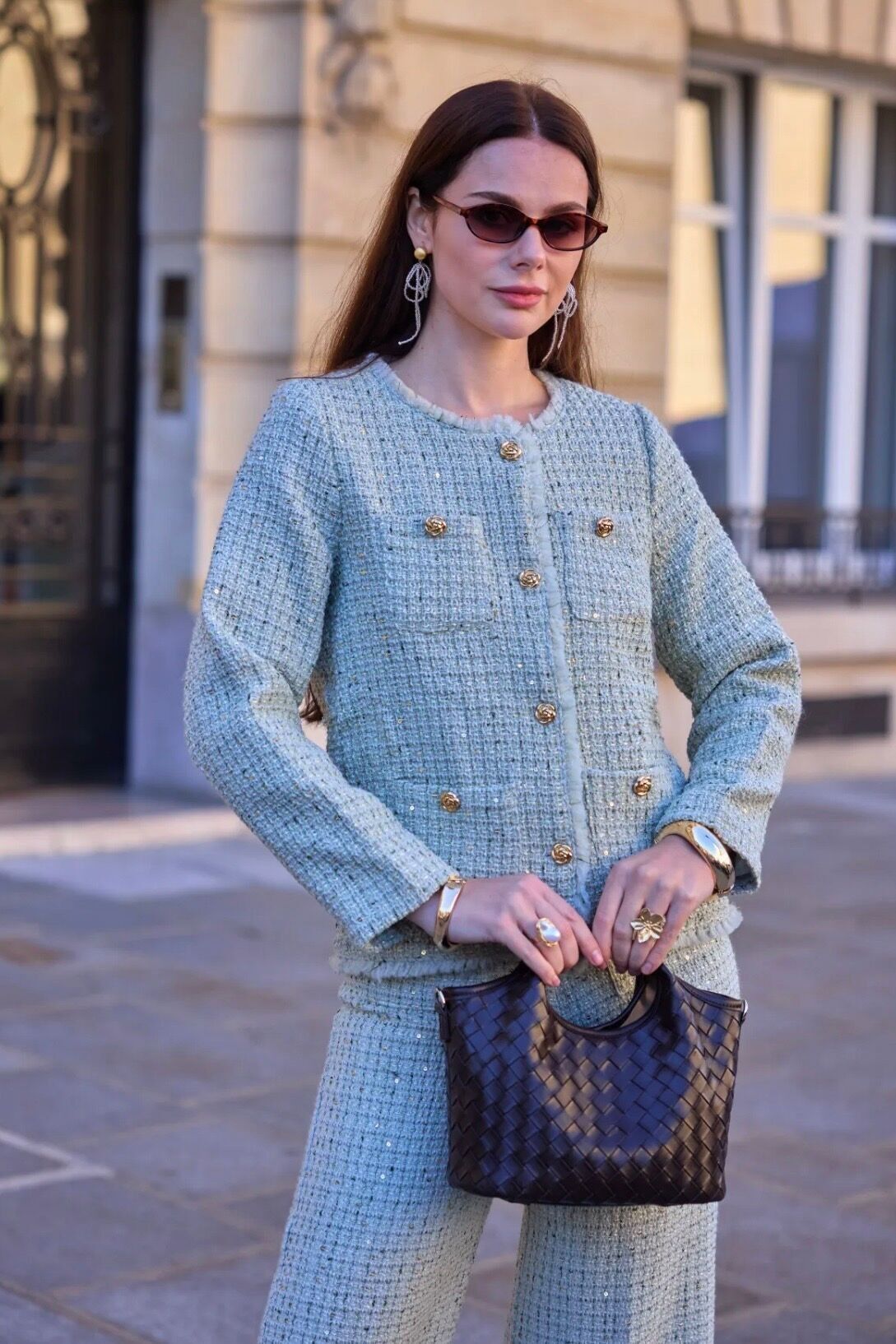 Giacca in tweed con bottoni gioiello - 2567