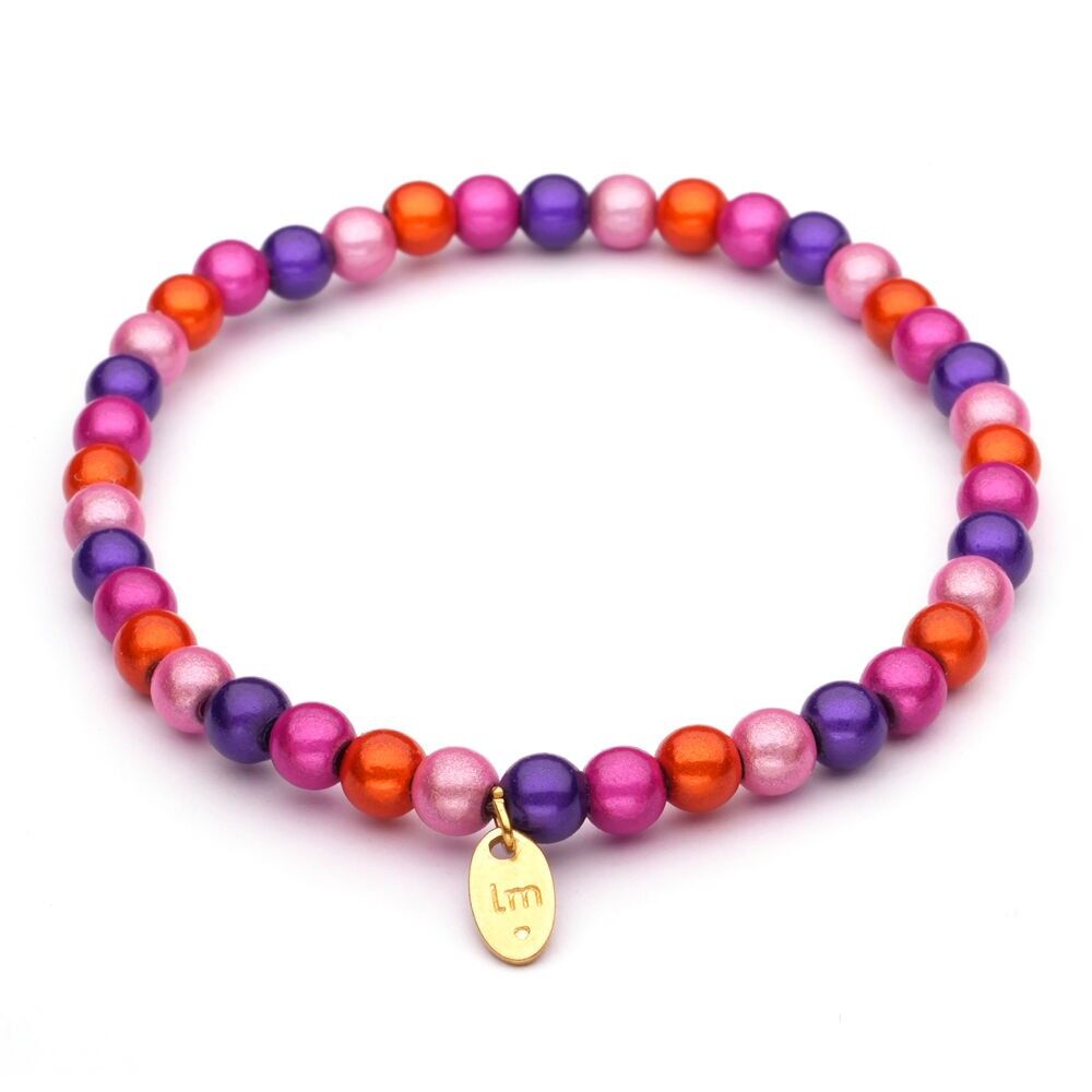 Bracciale LizzyMae Galaxy Pearl arancione + rosa + viola + fucsia 5 mm