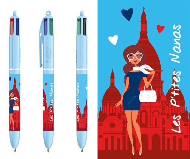 Bic 4 couleurs "Les p'tites Nanas à Paris" - Robe Bleue