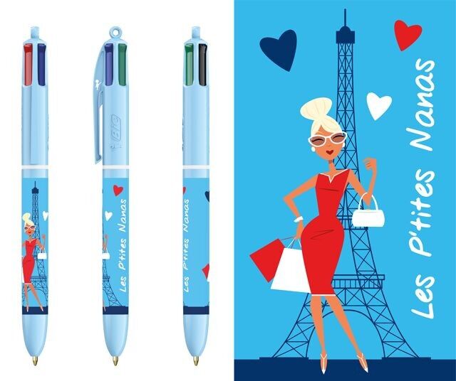 Bic 4 couleurs "Les P'tites Nanas à paris" - Robe Rouge