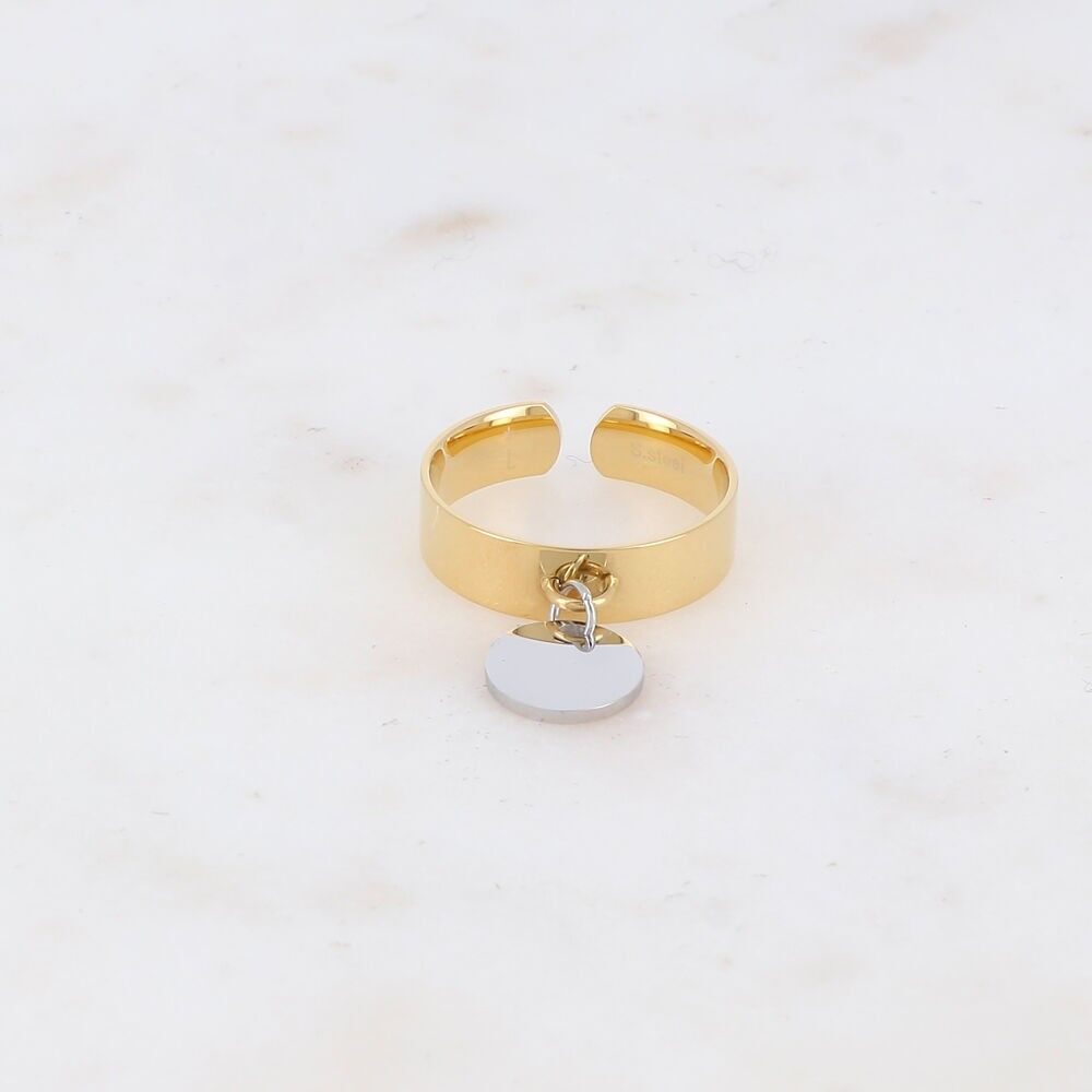 Smooth two-tone or single-tone ring with round tassel