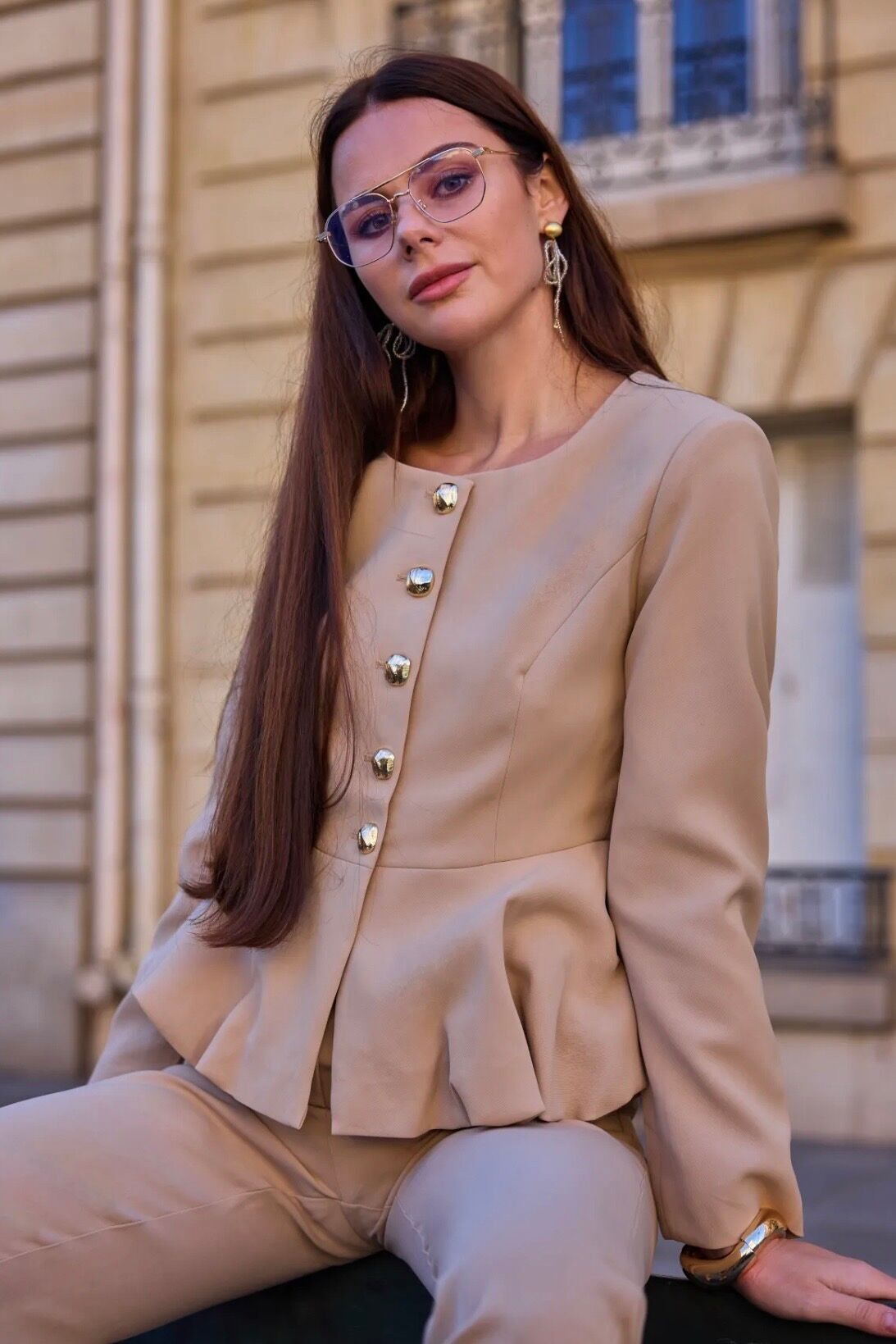 Giacca peplo con bottoni dorati - 3267