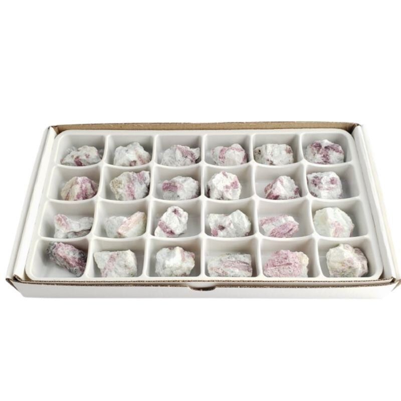 Flach/Karton, 24 Stück – Rosa Turmalin auf Quarz