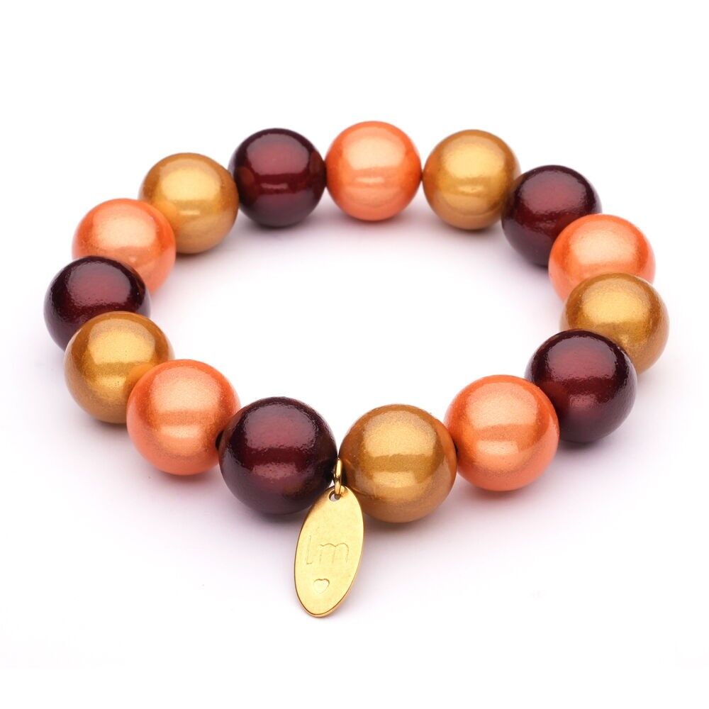LizzyMae bracelet Galaxy Pearl brown + orange + caramel 14 mm