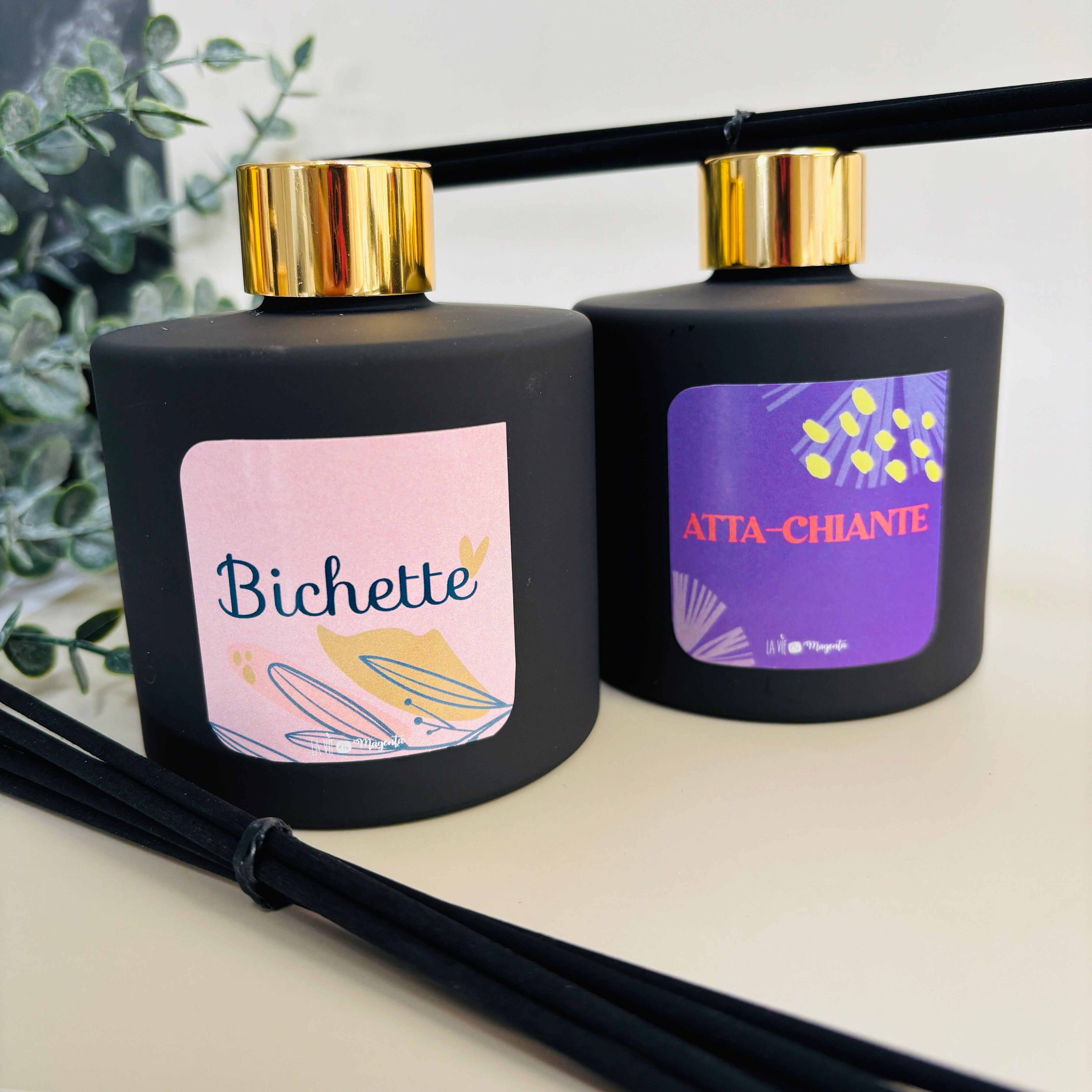 Scent diffusers with sticks - Set of 5 diffusers (humorous, tender, encouraging messages)