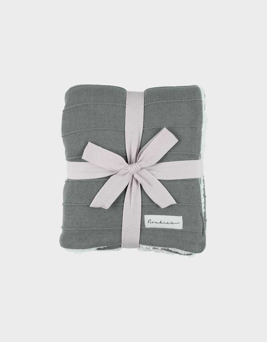 M&M25 Knitted Blanket Kaki with Sherpa 75x100