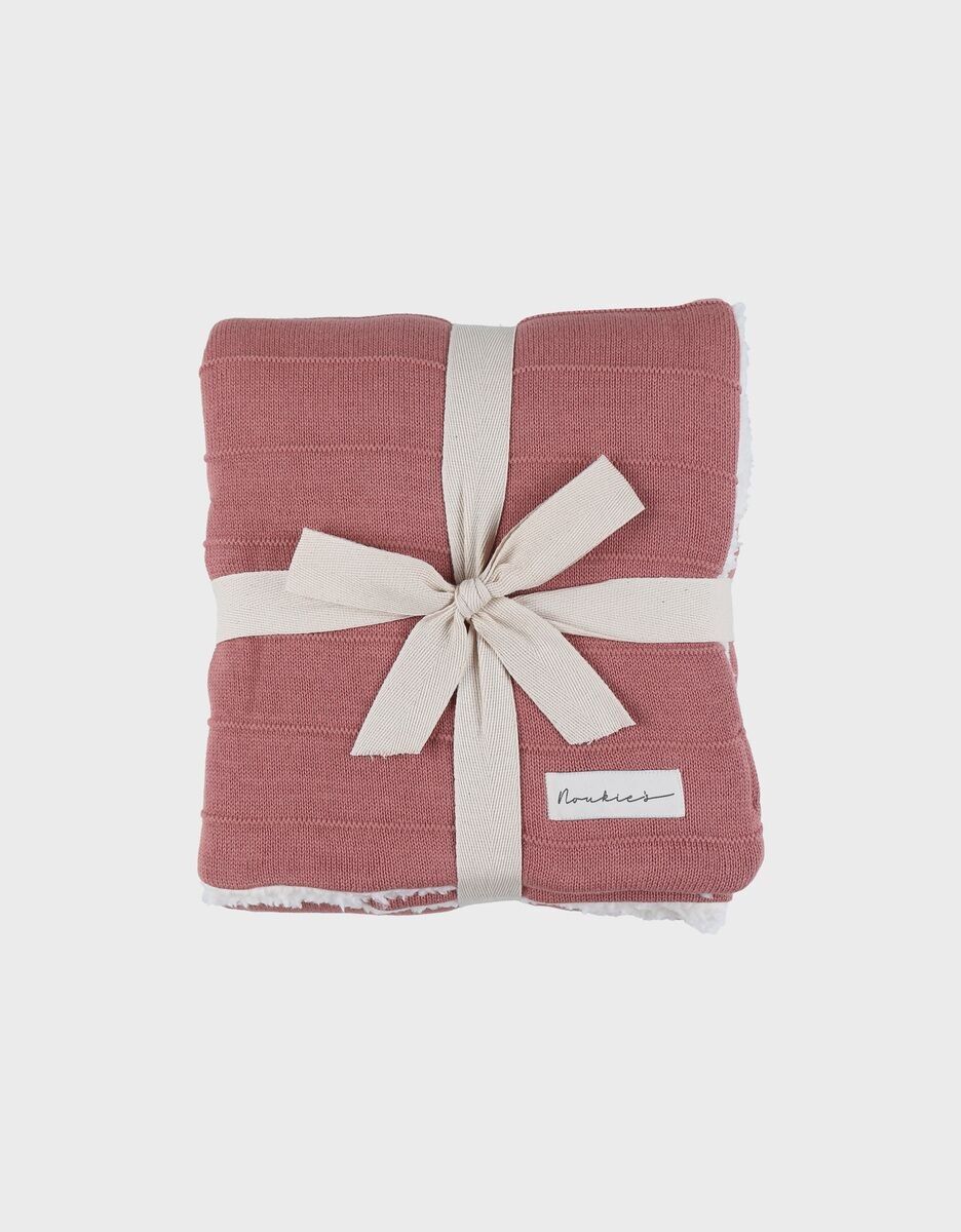 M&M25 Knitted Blanket Red with Sherpa 75x100