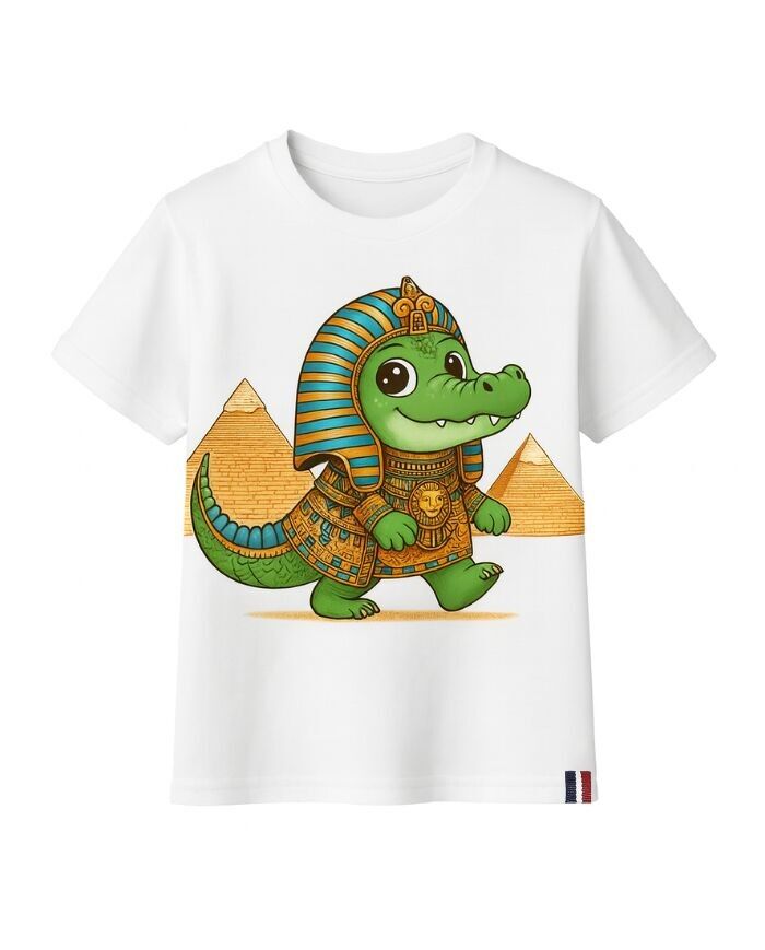 Maglietta bianca 100% Petit Sobek prodotta in Francia, taglie da 2 a 12 anni, confezione da 12