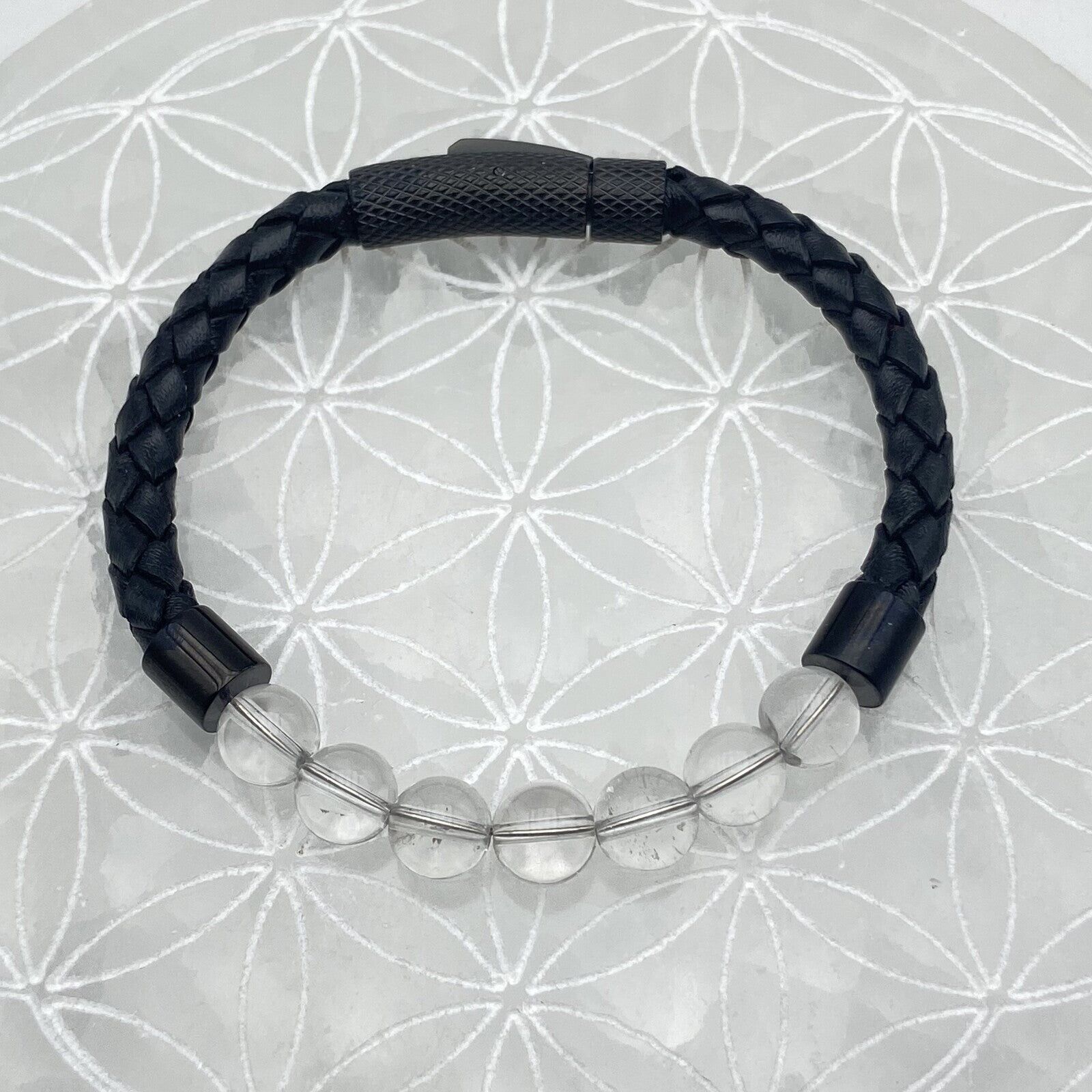 Pulsera sencilla de cuero - Cristal de roca