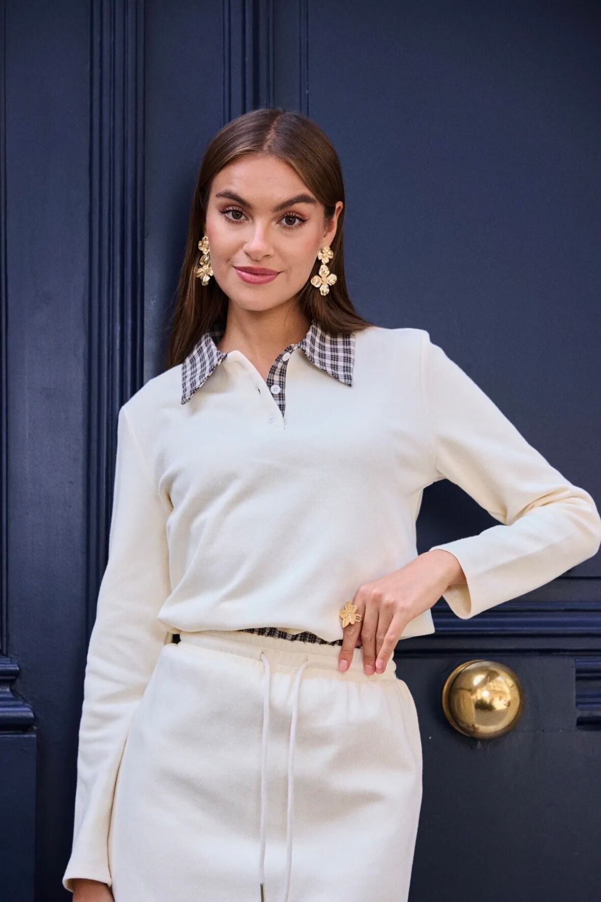 Maglia con colletto polo a quadri - 5669