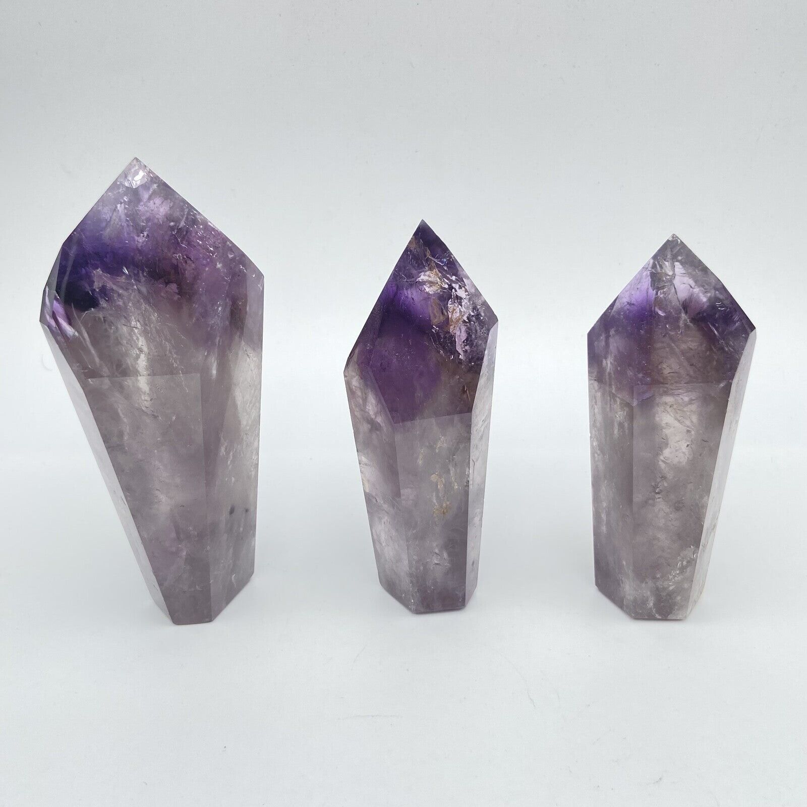 Set mit 3 Spitzen – Phantom-Amethyst Nr. 6