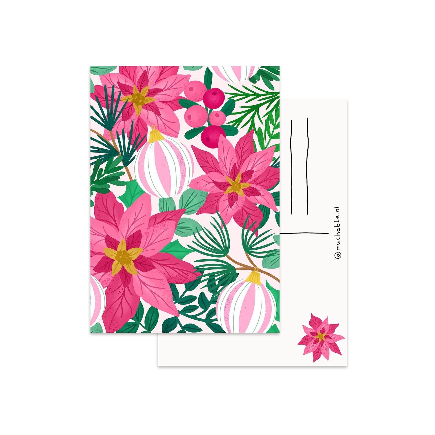 Adornos de la naturaleza con diseño de tarjeta navideña