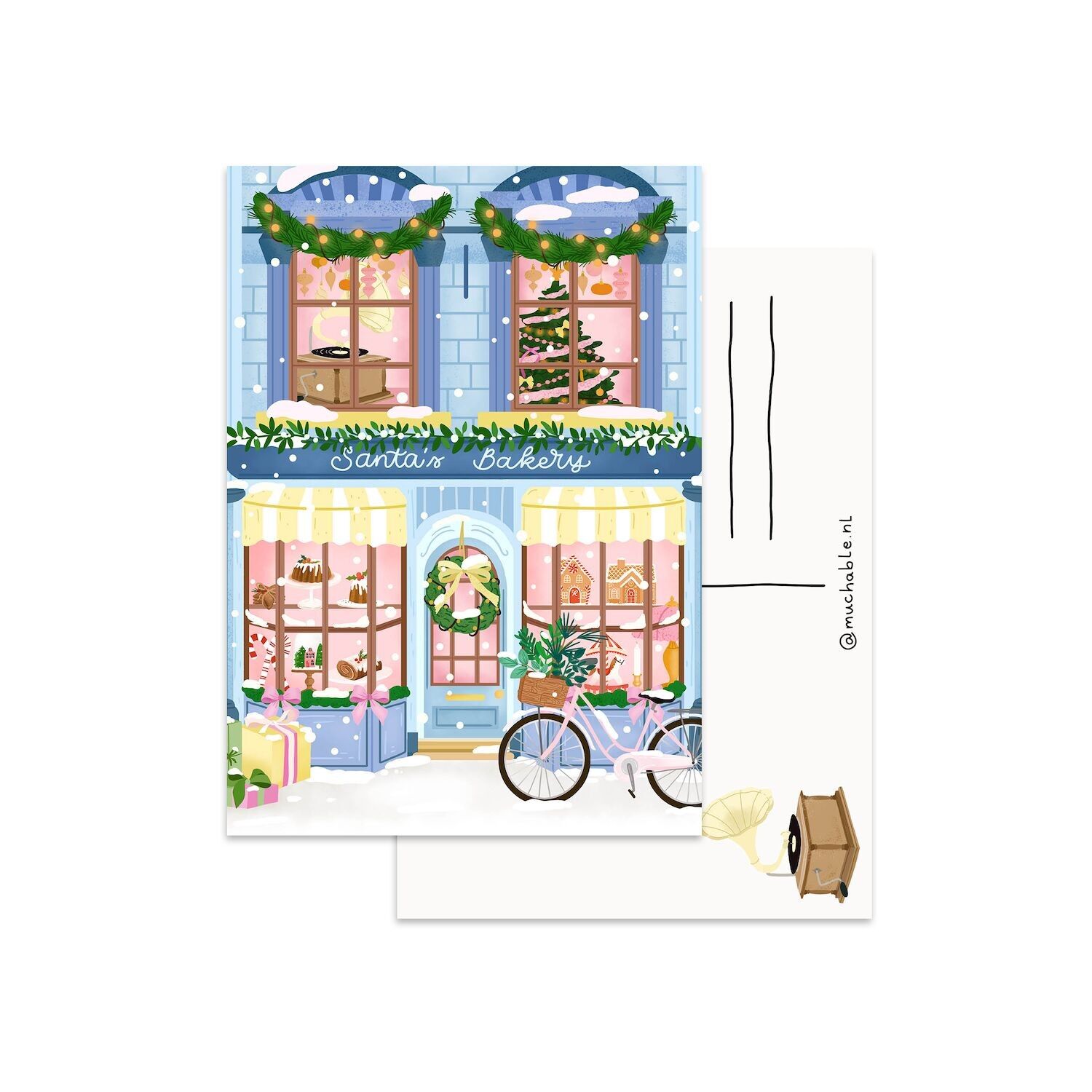 Carte de Noël mignonne boulangerie du Père Noël - boutique neige