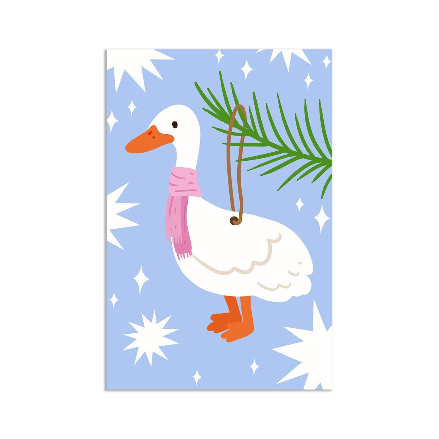 Minikaart/etichetta regalo di Natale - illustrazione di ornamento d'oca