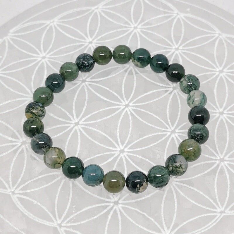 Pulsera - Ágata musgosa (8 mm)