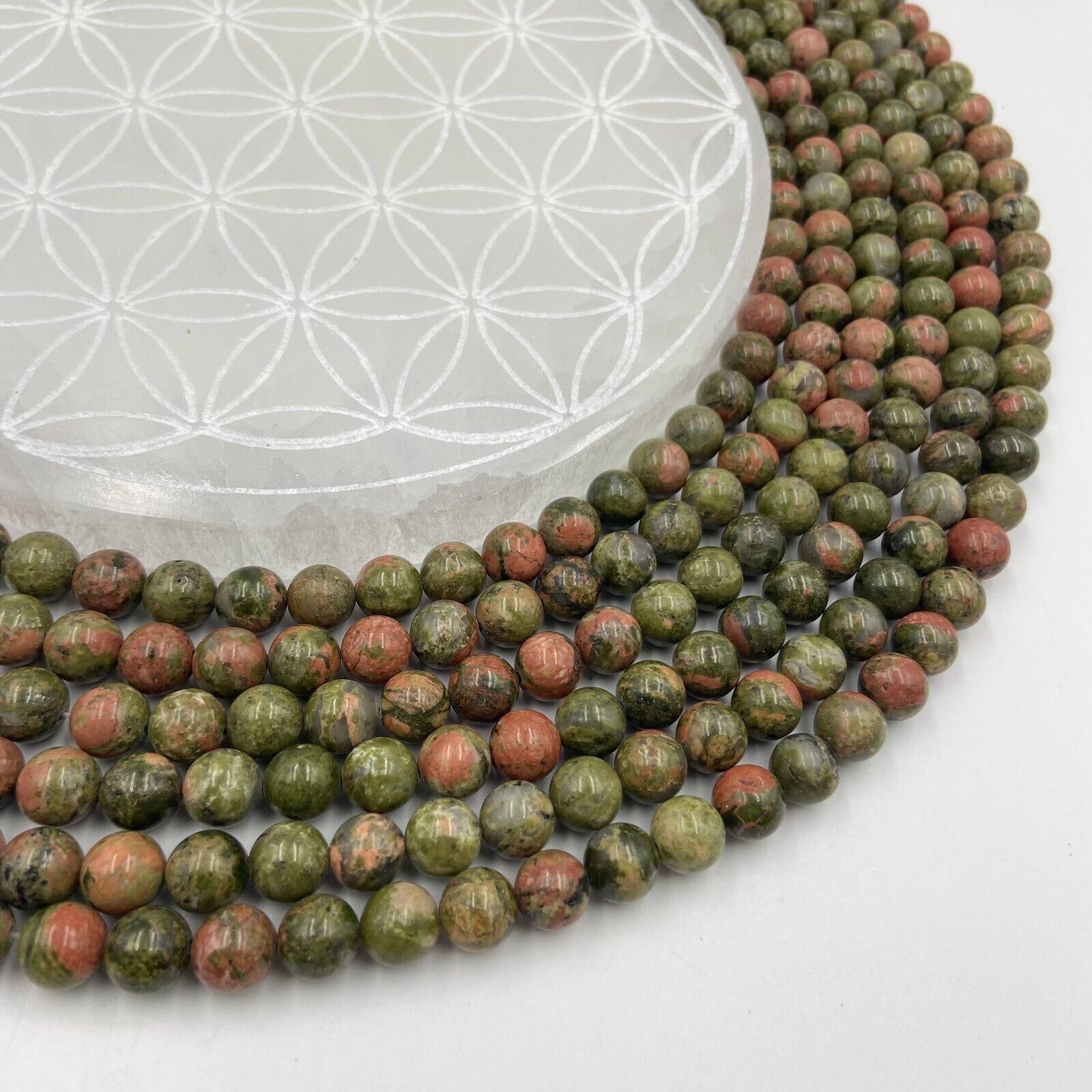 Rang de perles - Jaspe Unakite (8 mm)