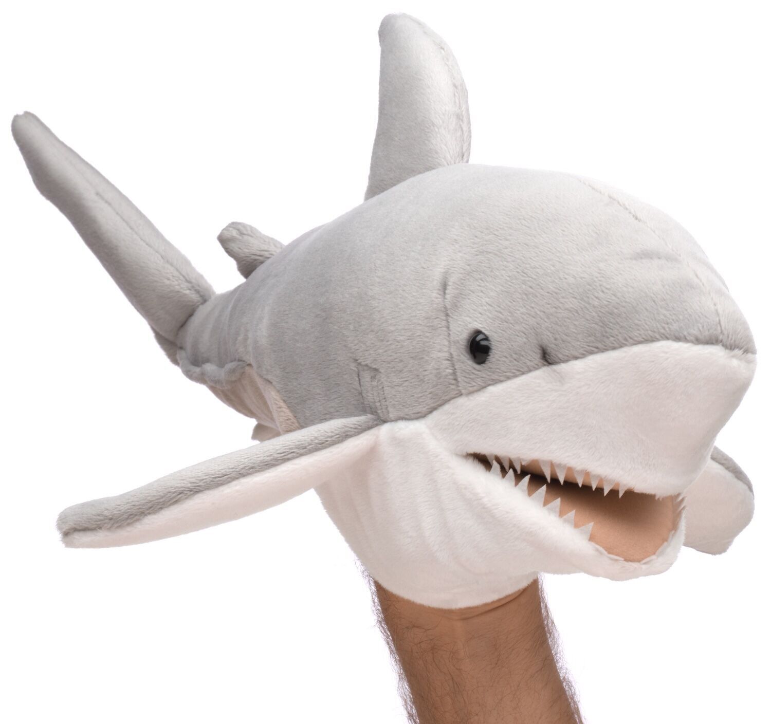 Marionetta a forma di squalo bianco - 50 cm (lunghezza) - Parole chiave: animale acquatico, balena, pesce, mare, peluche, peluche, animale di pezza, peluche