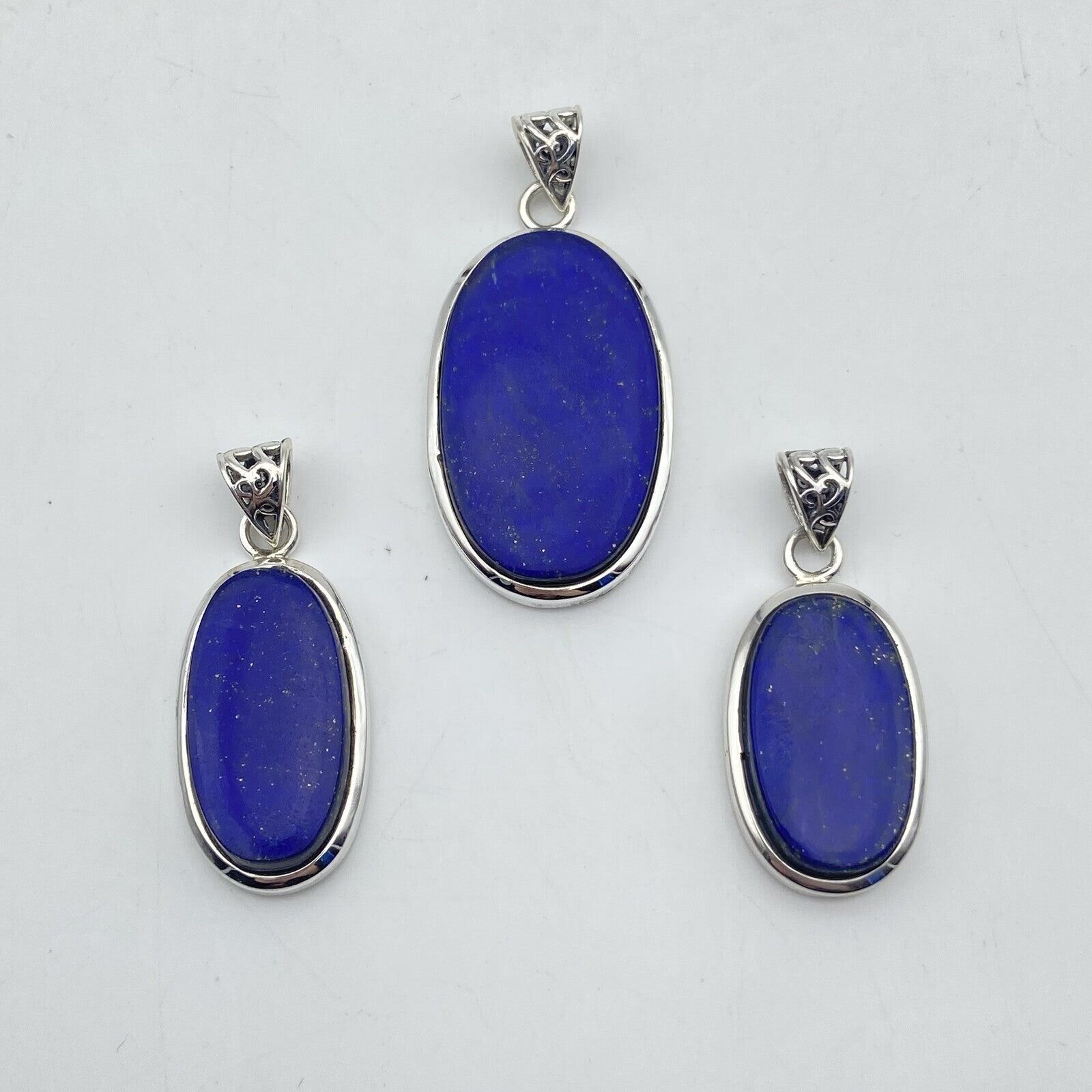 Set of 3 Silver Pendants - Lapis Lazuli #5