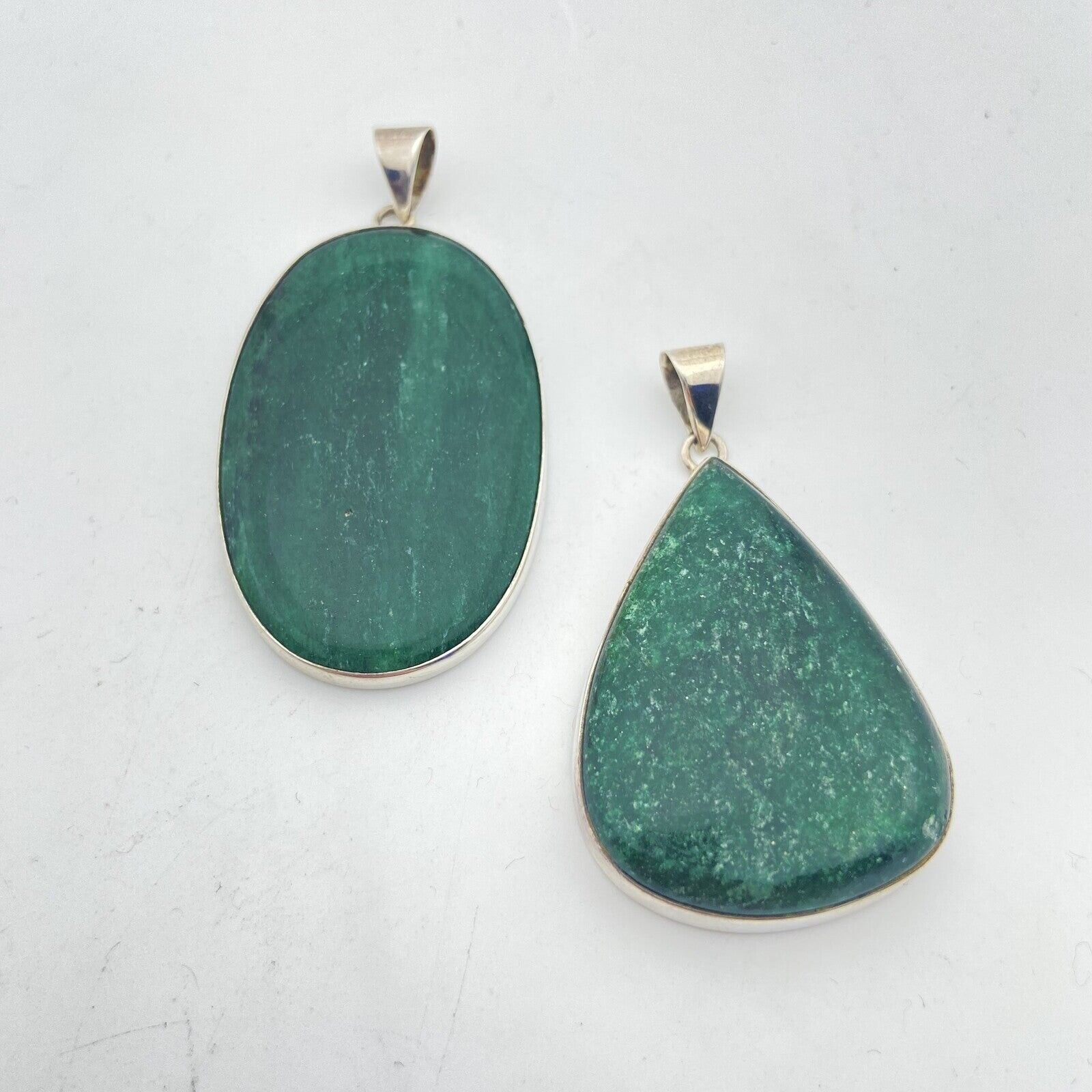 Set of 2 Silver Pendants - Green Aventurine #1