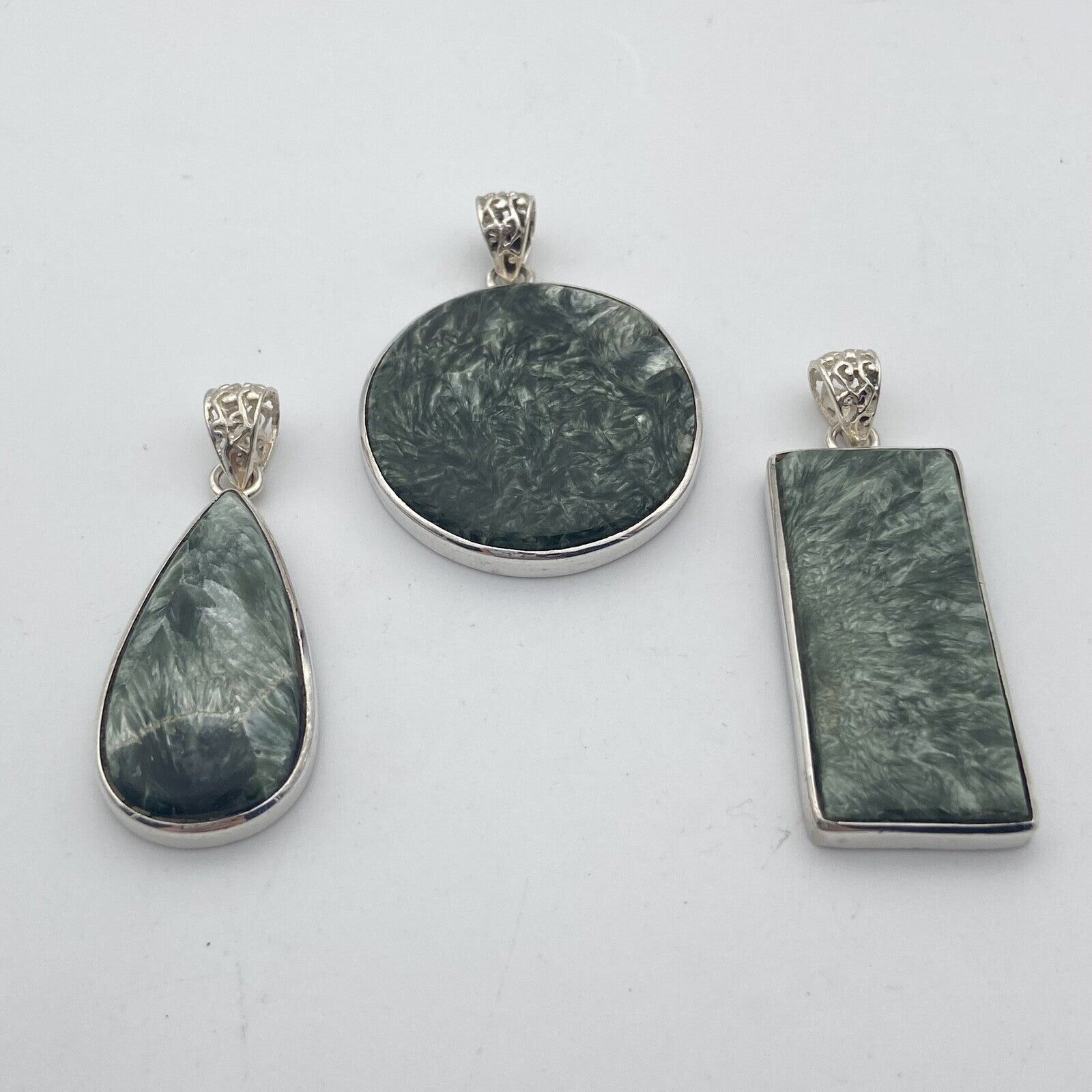 Set of 3 Silver Pendants - Seraphinite #2