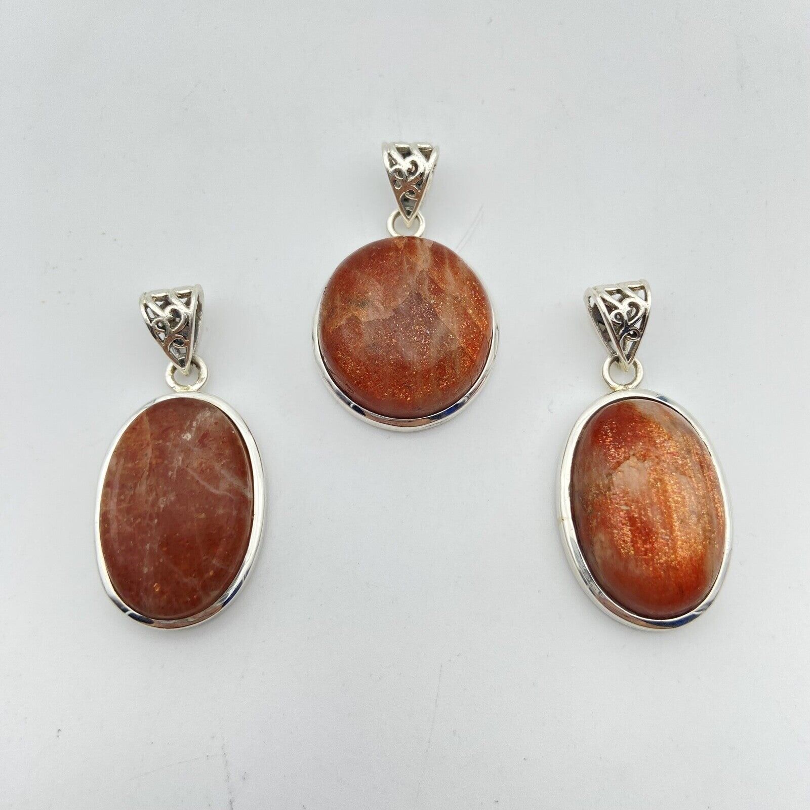 Set of 3 Silver Pendants - Sunstone #1