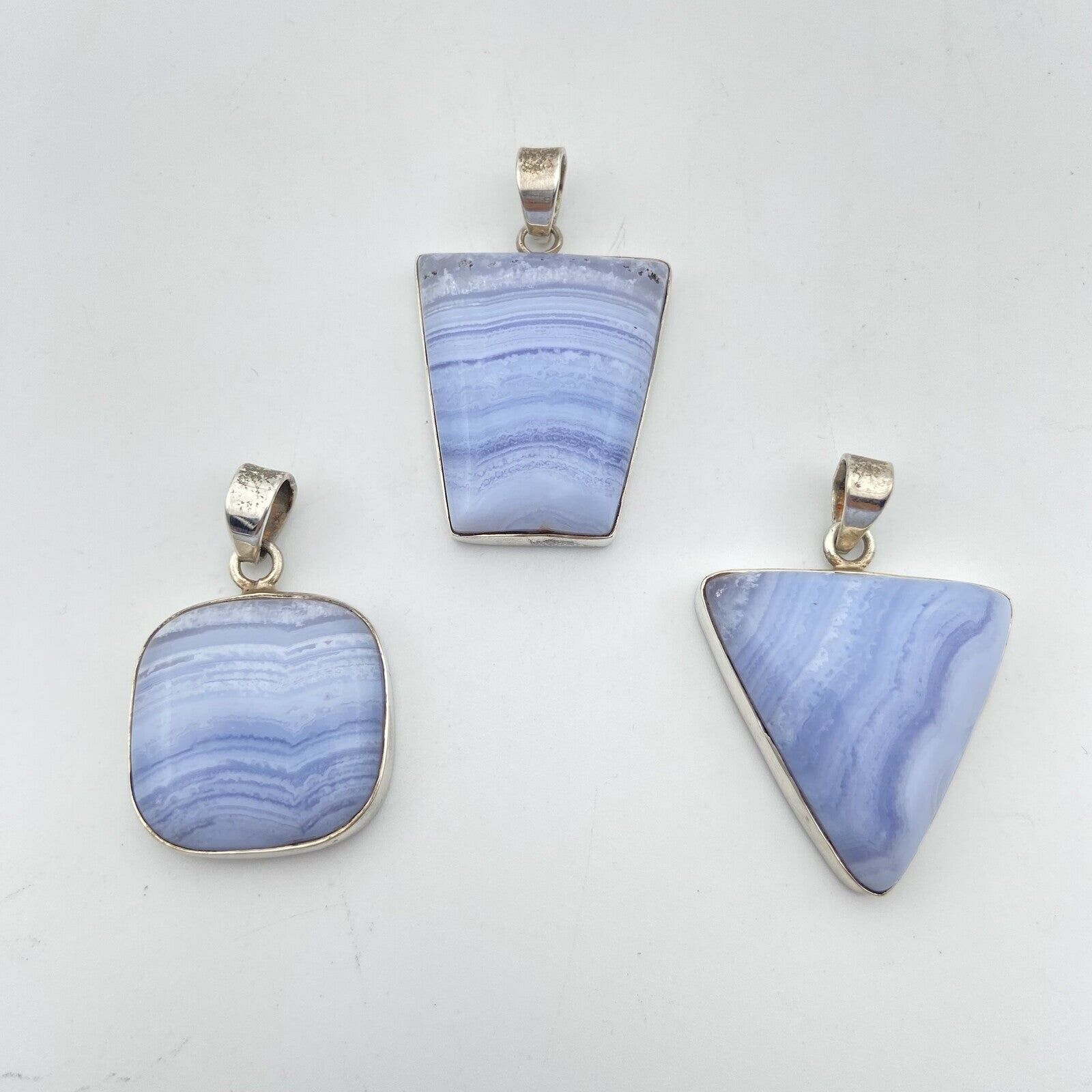 Set of 3 Silver Pendants - Chalcedony #1